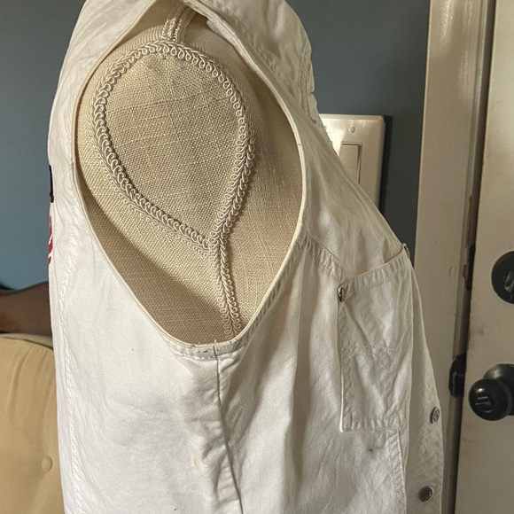 Harley-Davidson White Denim Vest with Red and Black Graphic - Picture 9 of 10
